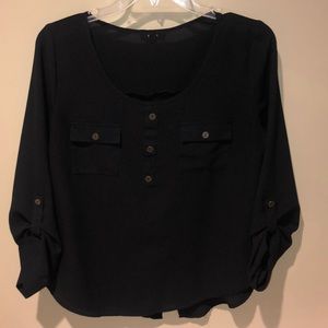 Black blouse with button detail